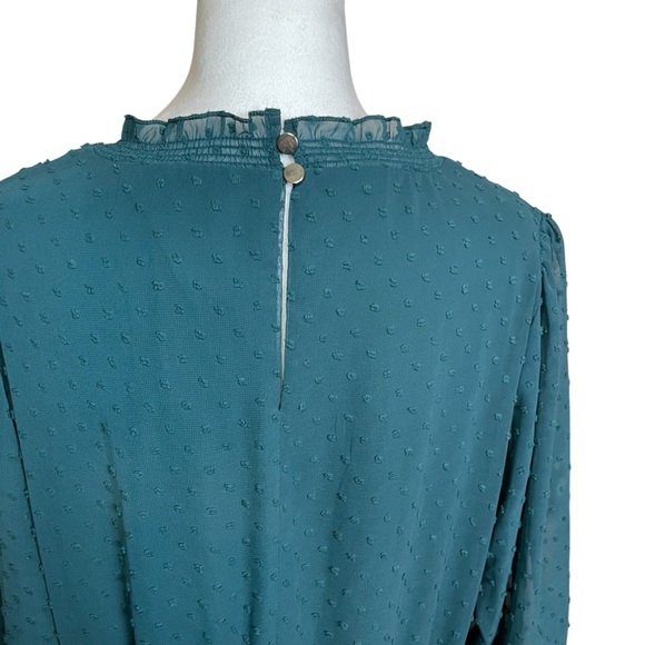 NWT City Chic Womens Size S 16 Dobby Tiered Dress Alpine Teal Romantic Flowy - Picture 7 of 16